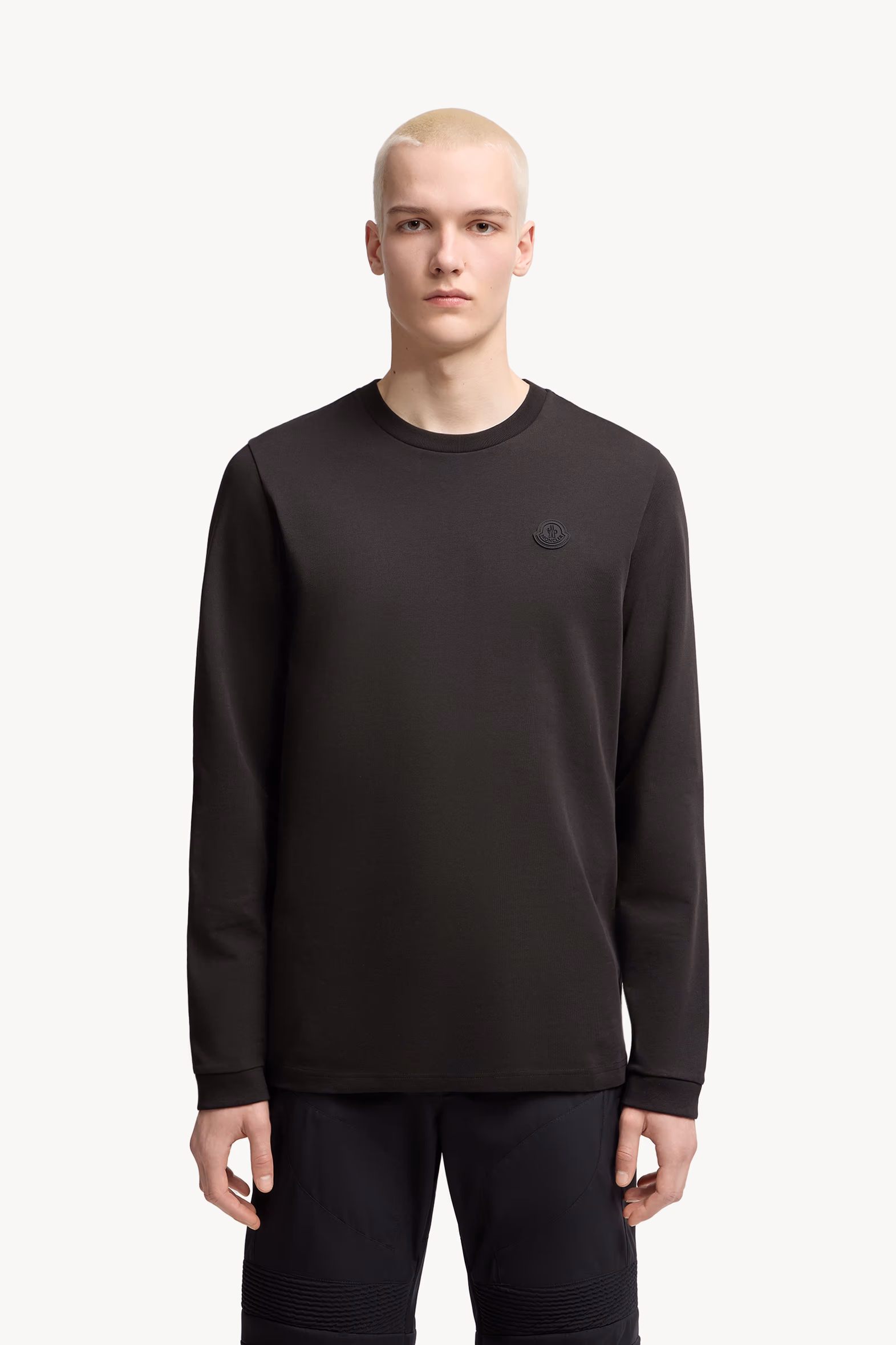 Graphic Logo Long Sleeve Cotton T-Shirt Men Black Moncler 3